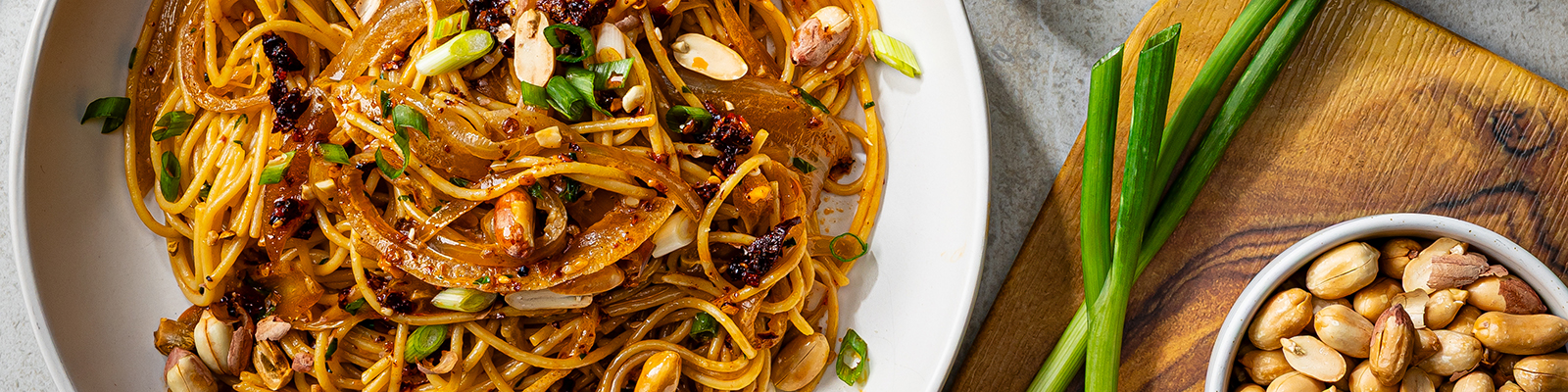 Caramelized Onion and Chili Crisp Pasta
